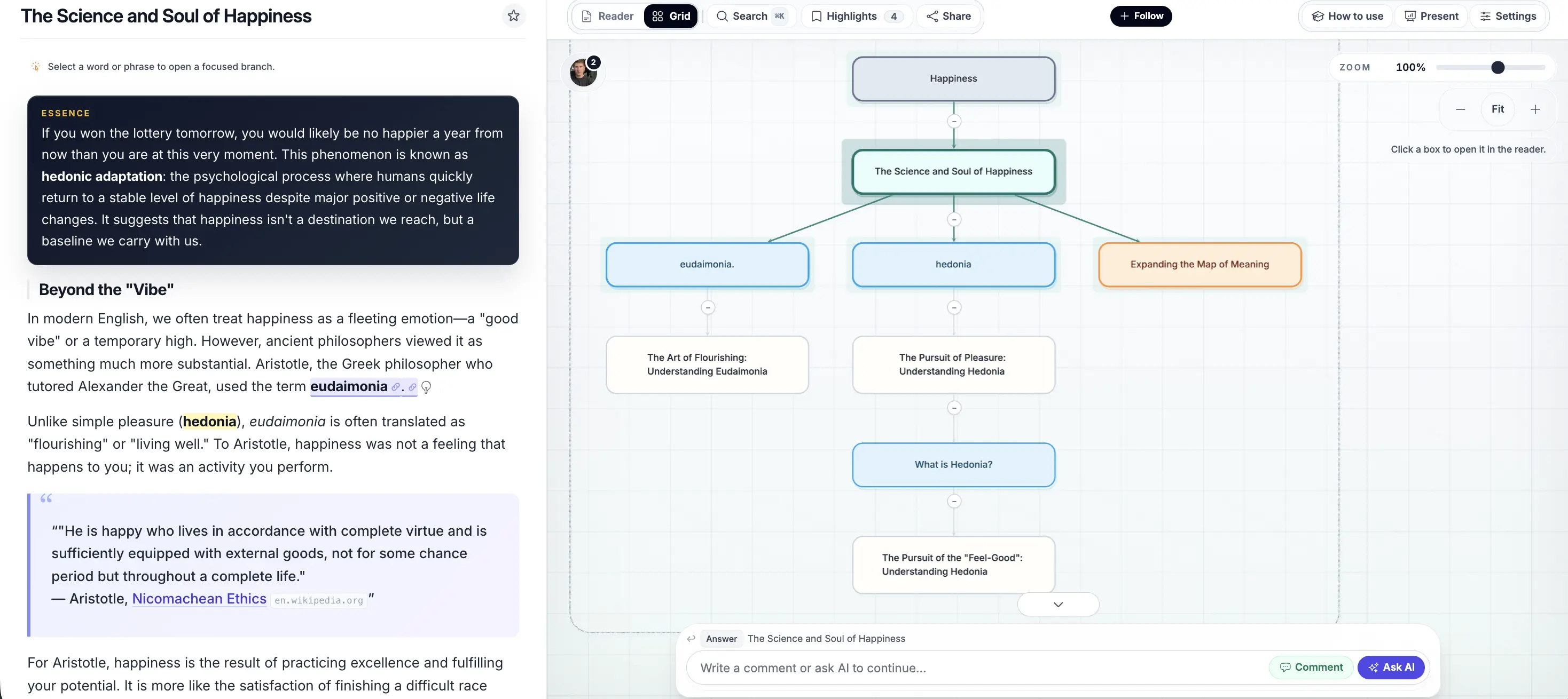RationalGrid workspace showing a connected response map